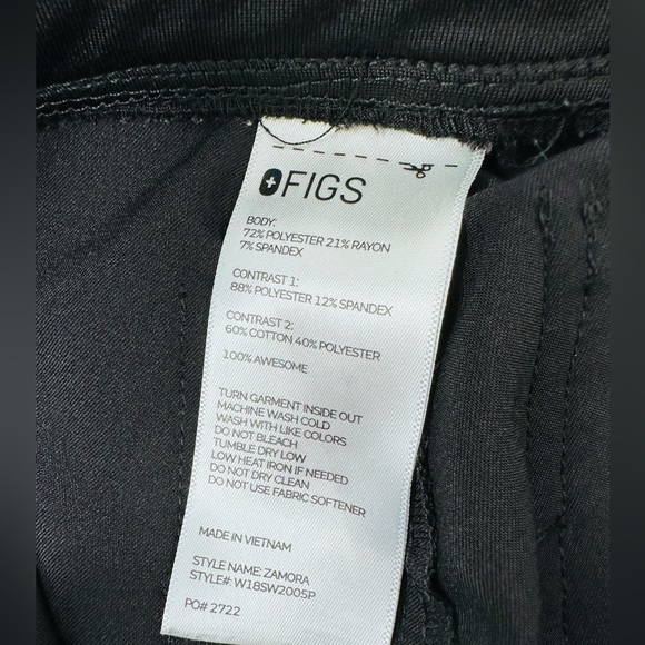 Figs Zamora Jogger Scrub Pants Black Pull On Drawstring  XXS - Picture 7 of 12